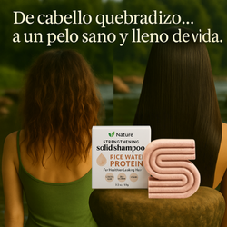 Shampoo Sólido para Crecimiento y Fortalecimiento del Cabello | Proteína de Agua de Arroz