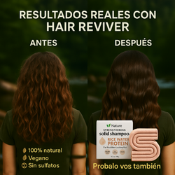 Shampoo Sólido para Crecimiento y Fortalecimiento del Cabello | Proteína de Agua de Arroz